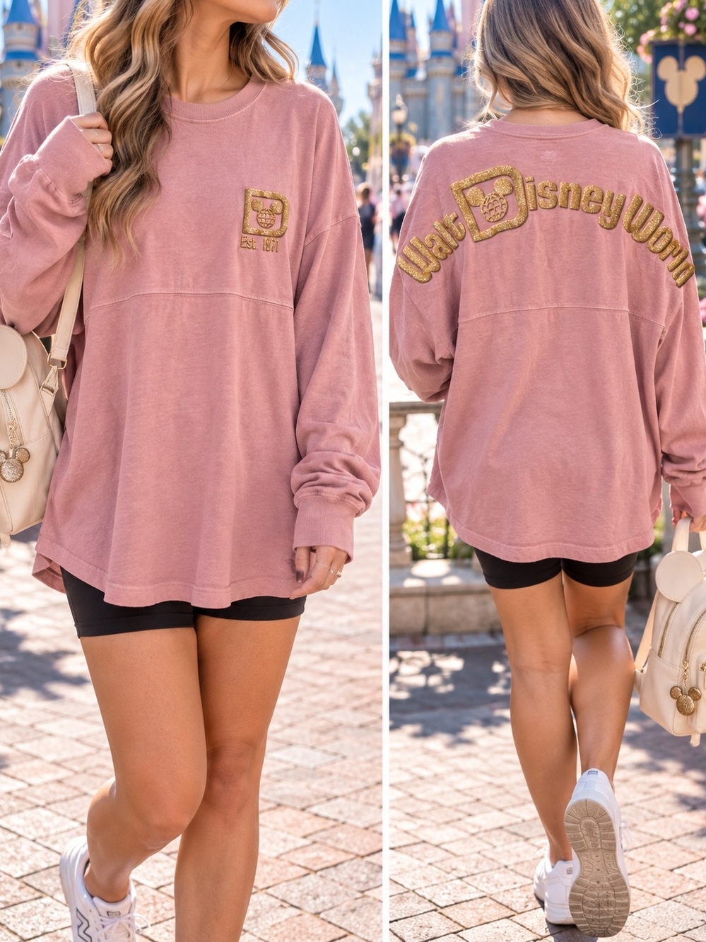 Disney Parks Walt Disney World Rose Gold Glitter Spirit Jersey Pink XL